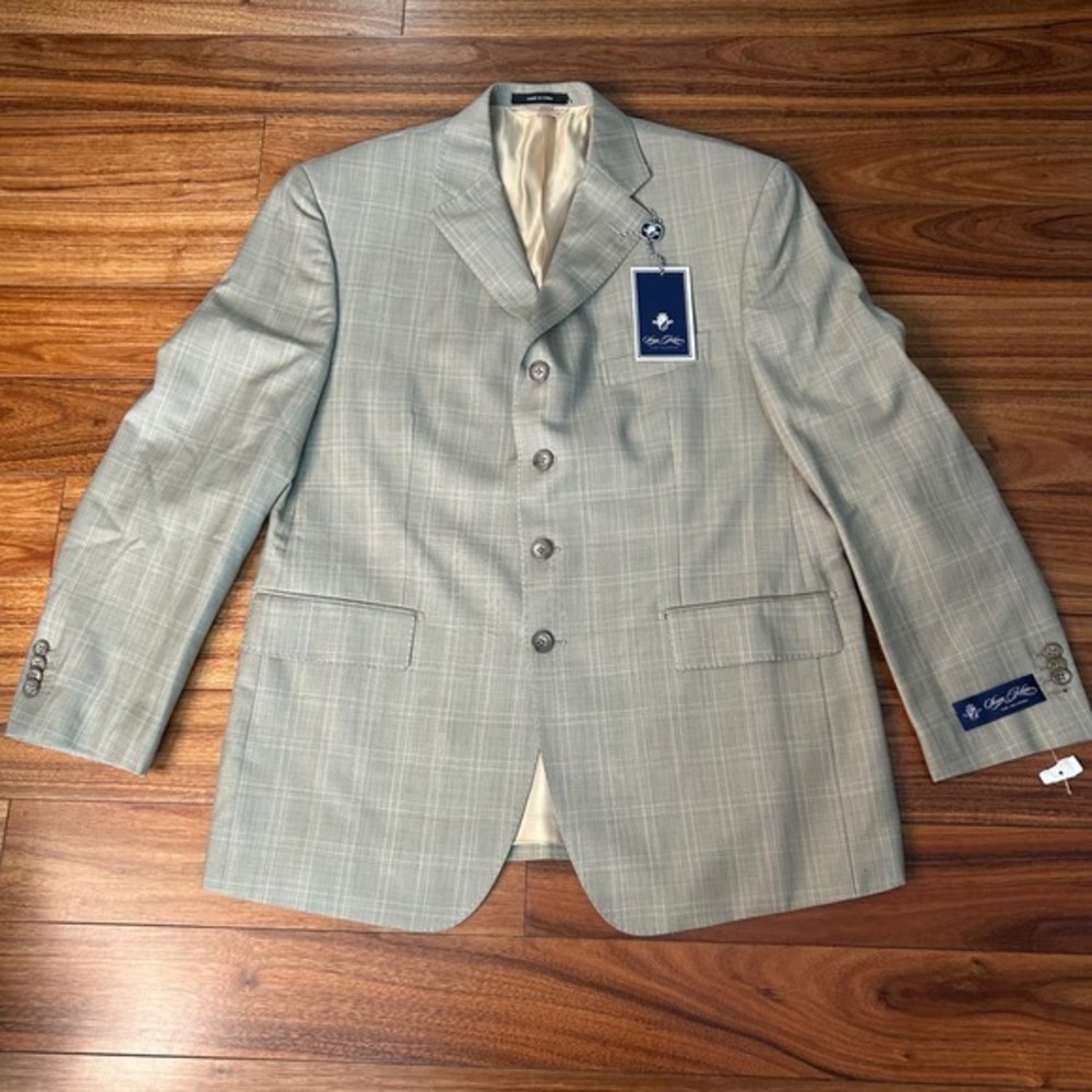 Sean John Plaid Blazer Wool Suit Jacket Fine Tailoring‎ Mens 42S